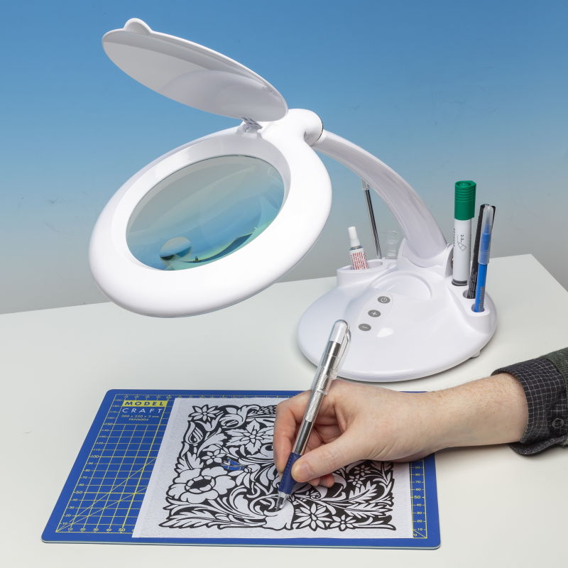 Lightcraft Led Magnifier Table Lamp With Organiser Base Shesto